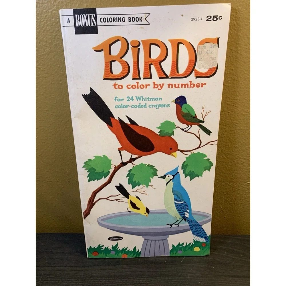 Vintage Birds Color By Number Adult Coloring Book Jenney Whitman Publishing 1966